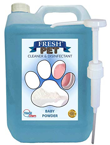 Fresh Pet Kennel/Cattery Disinfectant & Deodoriser 5L BABY POWDER- WITH PUMP