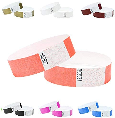 J&R Armbänder, papierähnlich, hergestellt aus Tyvek® 1000 Stück mit 17 Farbvarianten zur Auswahl., korallenrot