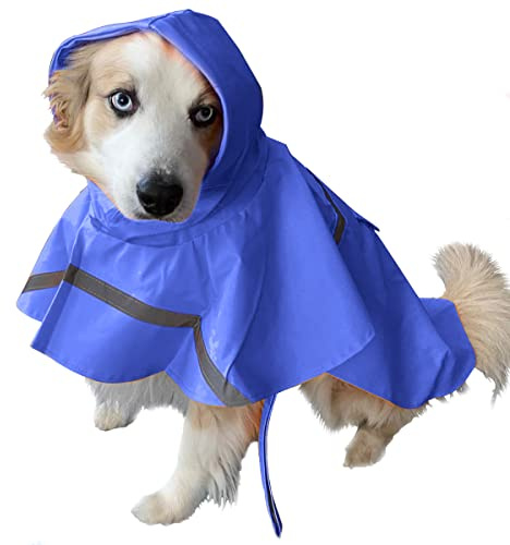 OCSOSO Hundemantel Regendicht Hundejacke mit Kapuze für Kleine und Mittelgroße Hunde, Verstellbarer Regen Mantel Hund Regenjacke Hunderegenmantel Regenmantel für Hundewelpen/Katzen/Kätzchen(Blau S/M)