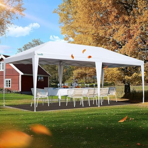 Quictent 10x20 Pop up Canopy Without Sidewalls Easy up Canopy Tent Instant Shelter with Windows for Outdoor Events Parties Weddings Commercials Vendors