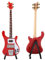 Hölzerne Miniaturgitarre Rote Mini Bass Replik Mini Musikinstrument Modell mit Stand zum Haus Dekoration