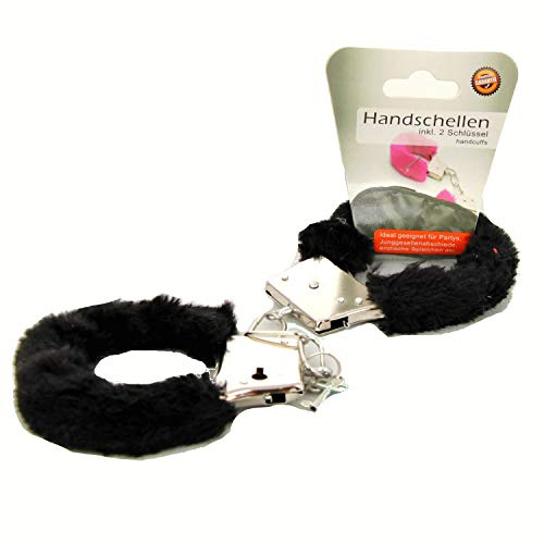 Plüsch Handschellen mit 2 Schlüssel Party Spiele sexy Geschenke oder erotische Paar Spiele Fesseln (Schwarz)