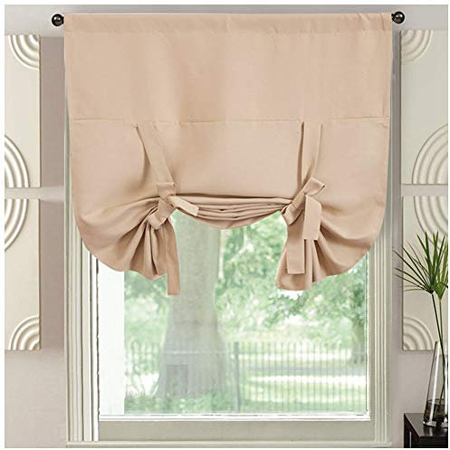 1pcs Scheibengardine Raffrollo Blickdicht Vorhänge Dekoschal Gardinen Küche Raffgardinen für Küche Wohnzimmer Schlafzimmer Fensterrollo,Beige,117x160cm(46x63)(1er Pack)