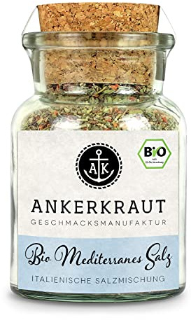 Ankerkraut Bio Mediterranes Salz, 120 g im Korkenglas, Gewürz-Mischung in Bio-Qualität, Lecker Kochen, Universal Allrounder in deiner Küche