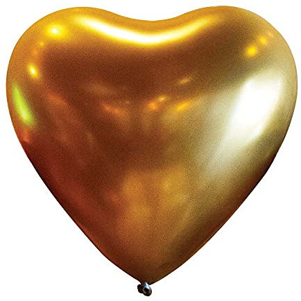 Amscan 9908431 - 50 Latexballons Decorator Heart Satin Luxe Gold Sateen, Größe 30 cm, Luftballon, Dekoration, Hochzeit, Geburtstag