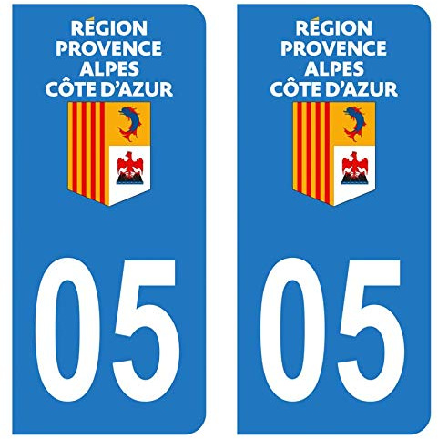 HADEXIA Autocollant Stickers Plaque immatriculation Voiture Auto département 05 Hautes-Alpes Logo Région Provence PACA