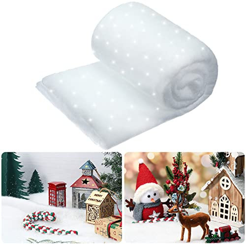 Weihnachten Schneedecke Rolle Glitzer Schneedecke Gefälschte Schneedecken für Weihnachtsdorf Künstlicher Schnee Teppich Schneedecke Flauschiger Kunstschnee(1er Pack,2,6 x 7,8 Fuß)