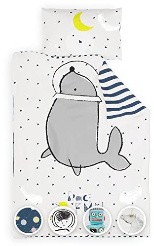 sleepwise Kids-Edition - Biancheria da letto, 2 pezzi, Öko-Tex, morbida, traspirante, non necessita di stiratura e senza pieghe, set copripiumino in microfibra spazzolata, 135x200 cm, 80x80 cm