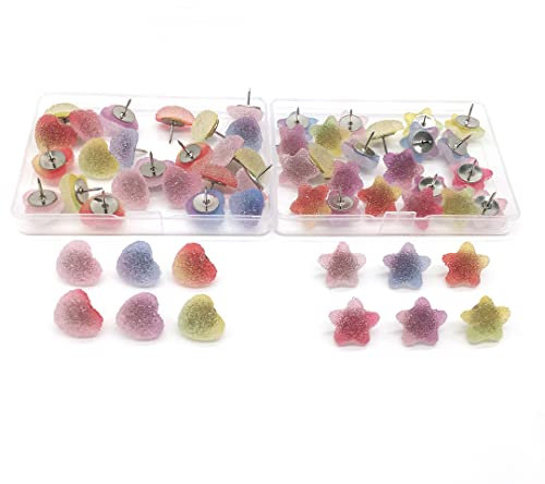 Zayookey 30 Stück Pinnnadeln Pinnwand Stecknadeln Herzförmig Reißzwecken Bunt Dekorative Reißnägel aus Harz für Karten Pinnwände Korktafeln Cork Board Push Pins