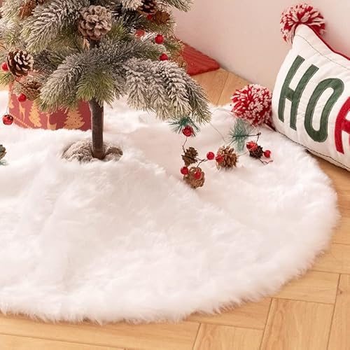 HARESLE Christmas Tree Skirt,90cm Plush White Tree Skirt for Christmas Tree Base Cover,Christmas Day,New Year,Party Holiday Home Decorations(90cm/36in)