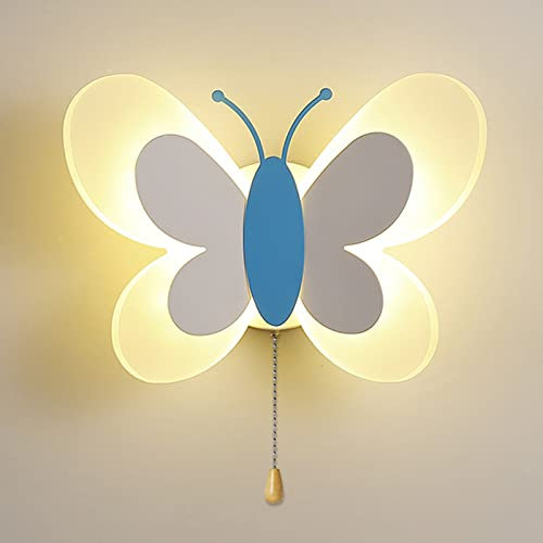 ANKBOY LED Wandleuchte Innen Dimmbar Kinderzimmer Wandlampe mit Schalter, Kinder Cartoon Schmetterling Lampen 16W Einstellbare Farbtemperatur Acryl Nachttischlampe für Schlafzimmer Wohnzimmer