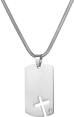 JewelryWe Schmuck Personalisiert Gravur Herren Halskette, Militärischen Ring Erkennungsmarken Armee Stil Dog Tag Anhänger mit 70cm Kette, Schwarz Silber