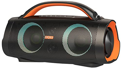 DOSS Extreme Boom Pro 100W Loud Outdoor Speaker, 2+2 Channel, IPX6 Waterproof, Bluetooth 5.3, 20H Playtime, Dynamic RGB Lights, Portable Speaker for Camping, Beach, Pool, Working Outside - Orange