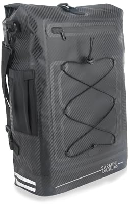 Sarmini 3 in 1 Fahrradtaschen für Gepäckträger, Fahrradtasche Rucksack mit Laptoptasche (Schwarz - Patten, 25 Liter)
