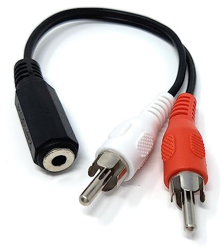 DRUT 1pcs 3.5mm Stereo Jack Socket to 2 x RCA Phono Jack Plugs Adapter AUX Splitter Cable Lead Black
