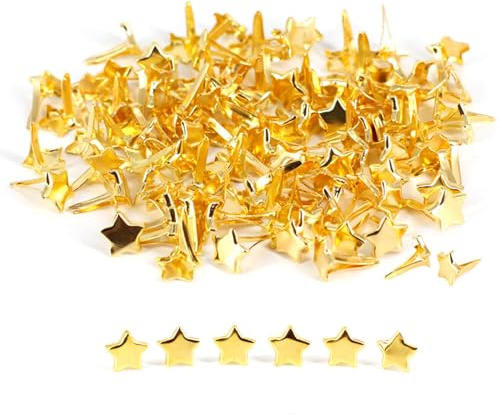 Chyuxinda 100pcs Mini Stern Brads Metall Musterklammern Verschlussklammern Klein Klammern Briefklammern für DIY Scrapbooking Basteln Papier Kunsthandwerk 8 * 10 mm (Gold, 8 * 10 mm)