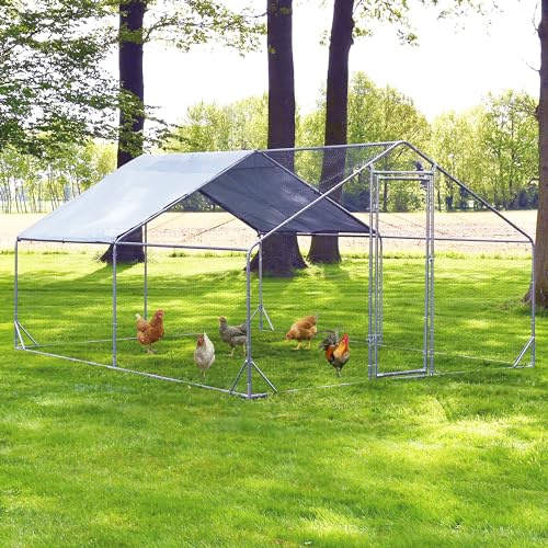 zooprinz XXL Freilaufgehege Metall – Hühner Voliere 300x200x195 cm | Außengehege mit Sonnendach & Regenschutz – Auslauf für Hühner, Hasen und Kleintiere, als Hühnerstall oder Hasenstall