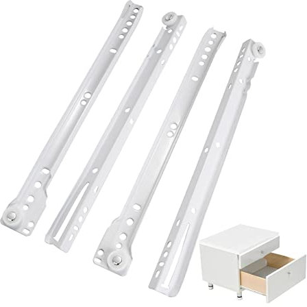 SWAYVES Schubladenführungen Schienen, 2-Sektions-Auszug Küchenschrank Kleiderschrank Gleiter Heavy Duty Schubladenführungen, Schubladenschiene, 1 Paar/Blanc/25Cm/10Inch