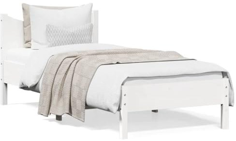 Juroupi Massivholzbett ohne Matratze Weiß 75x190 cm Holz Bett Massivholzbett Bed Frame Bettgestell Bett Holz Kiefernholz