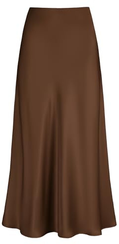 Outoshe Women's Satin High Waisted Maxi Skirts A Line Silk Long Skirt