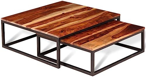 FUDUGEHMIOFWFJJ sofatischbeistelltisch,beistelltisch Weiss,Zweiteiliges Satztisch-Set Couchtisch MassivholzGeeignet für Wohnzimmer Lagerung Platzierung