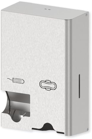 1 Stück, Tamponspender, FRANZ MENSCH, 20,1 x 10 x 31,2cm, Silber, Edelstahl | Bindenspender, Damenbinden Box, Organizer, Hygiene, femcare dispenser, Waschraum, WC, Hotel, Büro, Betrieb