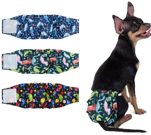 Pañales para Perros Macho Lavables, 3 Pcs Reutilizable Bragas Incontinencia Higiénicas, Pañales para Perro Cubre Panza Lavables, envolturas para perros machos para incontinencia, Ttravel, S