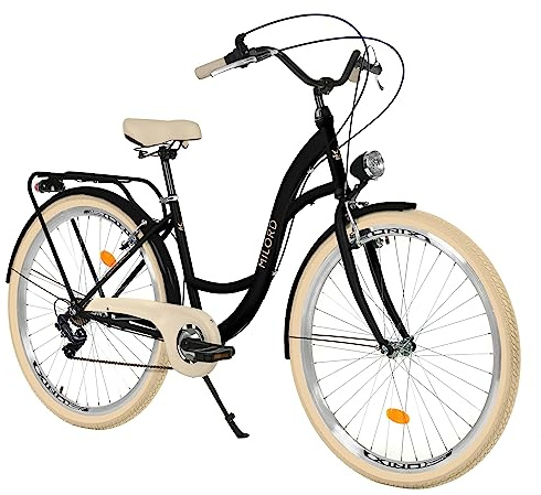 MILORD Damenfahrrad Citybike Komfort Retro Bike Hollandrad Vintage Fahrrad, 26, 28 Zoll, 7-Gang