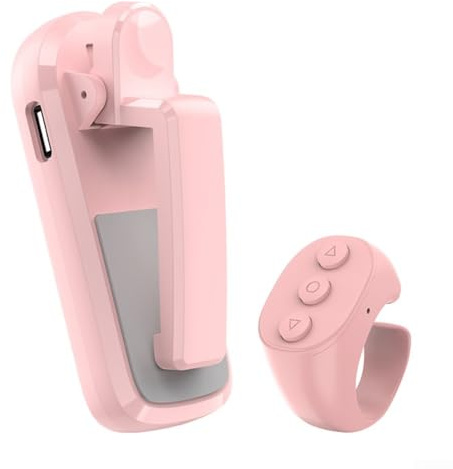 Wireless Remote Control Page Turners - For Kindle Tablets Mobile Devices, Page Turners Clicker 5M Range for Camera Video Record(Jx-07 pink)