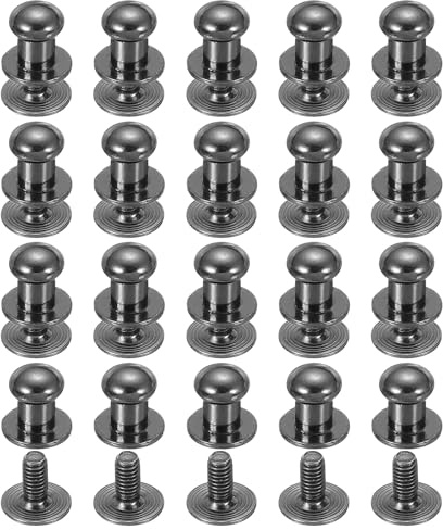 PATIKIL 6 Mm Rivetti In Pelle 20 Set Testa A Sfera Vite Posteriore Testa Tonda Bottone Chicago Screw Nipple Stud Rivetto Per Pelle Artigianato Borsa A Mano Riparazioni Cinture Nero