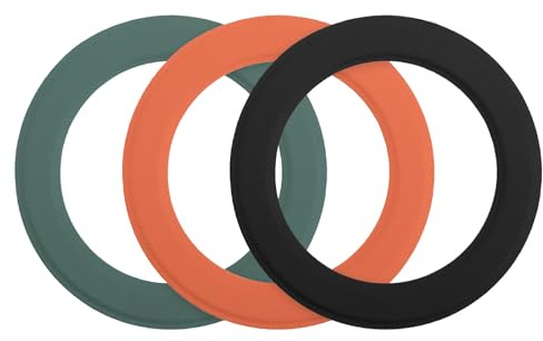 sourcing map Magnetic Sticker Ring, 3 Pcs Universal Magnetic Adapter Ring Leather Magnet Wireless Charging Conversion Kit for Mobile Phone Case Wireless Charger, Black/Orange/Green
