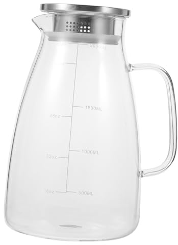DECOMELODY Jarra de Vidrio para Bebidas con Tapa Jarra Grande Resistente de Vidrio de Borosilicato para Té Frío y Agua para Fiestas y Doméstico