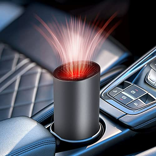 Portable Car Heater 12V with Fast Defrosting and Defogging, Compact Car Heater for Winter, Plug into Cigarette Lighter, Ideal 12V H eater for Campervan, SUV and Travel