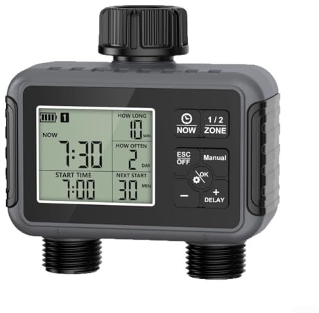 Advokingtap Timer irrigatore a 2 zone, timer per acqua per rubinetto del tubo da giardino 2 uscite, timer programmabile per tubo dell'acqua controller del sistema di irrigazione per sistemi di