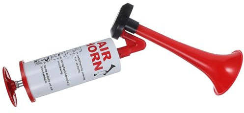 FUNOMOCYA Handliches Air Horn mit Handpumpe Lautes Druckluftsignalhorn für Sportveranstaltungen Fußballfans Bootsfahrten und Partys Rotes Fanfaren Horn zum Anfeuern und Feiern im Stadion