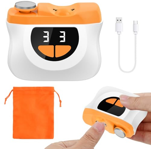Mapille Coupe Ongle Electrique Portable avec 3 Vitesses, Coupe-ongles Automatique et Polisseuse 2 en 1 avec lumière LED, Rechargeable USB, pour Bébés Adultes Personnes Âgées (Orange)