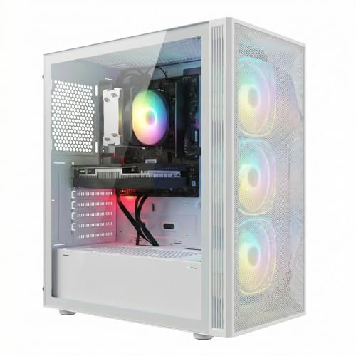 STGsivir Gaming PC, Ryzen 5 5500UP, RTX 3050 6G, 16G RAM, 512G SSD | Gaming Computer Desktop for Streaming,Video Editing,Homework, up to 4.2GHz, WiFi 6, BT 5.0, 4K,HDMI,DP, Win11 Pro, ARGB Case