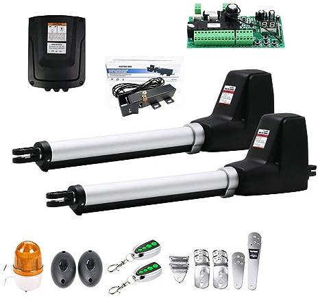 Heavy Duty Dual Wing Electric Swing Gate Opener Kit Auto Dual Gate Motor Complete Hardware Kit for Swing, Driveway, Fence Residential(KIT D)