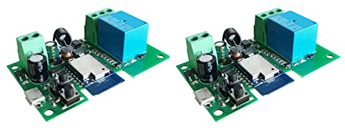 Masslla 2X 12 V WLAN Relais Tuya Smart Life App Schaltermodul, Fernbedienung, Timer, Selbstsperrend, Funktioniert mit Home, 2 Wege Steuerung