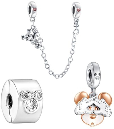 Doyafer 925 Sterling Silber Charms für Pandora Armbänder Cartoon Perlenanhänger Set Kompatible Damenarmbänder und Halsketten Geburtstagsgeschenke für Familie und Freunde