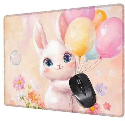 Alfombrilla Ratón Rosa Mouse Pad Conejo Alfombrilla Escritorio, 42x35x0.3cm Tapete Rato, con Base de Goma Antideslizante, Mejora la precisión Velocidad Pequeña Mousepad Portátil para Gaming H0-581
