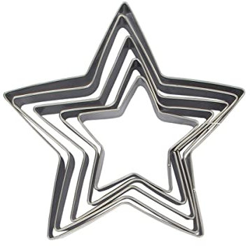 Zenker 44813 - Juego de 5 cortadores de Galletas con Forma de Estrella, Acero Inoxidable, Color Plateado, 6-12 x 2,5 cm