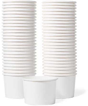MATICAN Paper Ice Cream Cups - 50-Count 9-Oz Disposable Dessert Bowls for Hot or Cold Food, 9-Ounce Party Supplies Treat Cups for Sundae, Frozen Yogurt, Soup, White