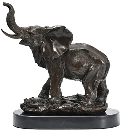 Artylife Bronzefigur Elefant mit Marmorsockel braun Tierskulptur und Dekofigur