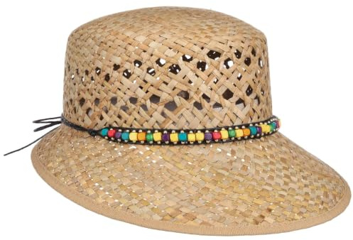 Lipodo Indila Hut Strohhut Damen Handgemacht Aus 100% Stroh Mehrfarbiges Garniturband Made in Italy Damen Sommer