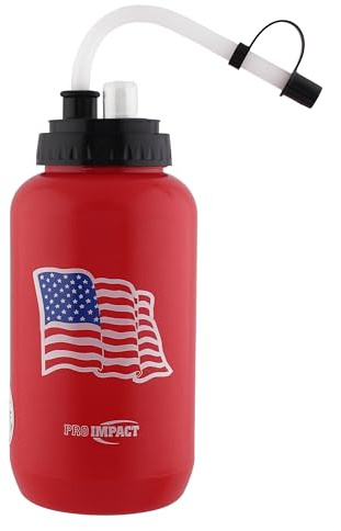 Pro Impact Squeezable Water Bottle with Bendable Long Straw and Spray cap - LDPE BPA Free Plastic - Hydration for Baseball Hockey Gym MMA Yoga Boxing Cycling Softball Football Lacrosse (35.5 Oz.)