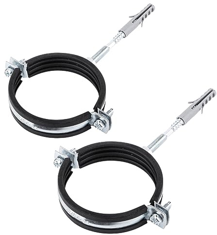 (2 Stück) Anti-Vibrations-Einzelmetall-Rohrhalterungen Klammern Klemmen Gummi ausgekleidet für Rohre mit Ø 107-112 mm (2)