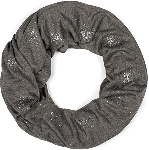 styleBREAKER Damen Loop Schal Pailletten Viskose Mix | 82x47 cm Maß, Vintage Look Punkte Applikation. Weiches Gewebe, flexibel 2- bis 3-mal eng um den Hals wickelbar.