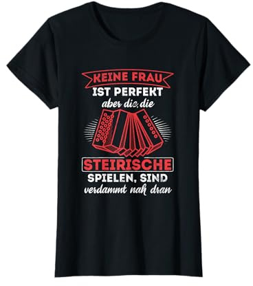 Frauen Die Steirische Spielen Perfekt Harmonika Akkordeon T-Shirt