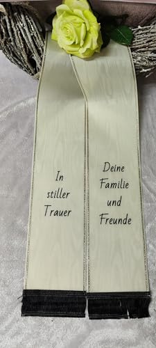 Grabschleife, Trauerschleife, Kranzschleife 15 cm breit (Creme)